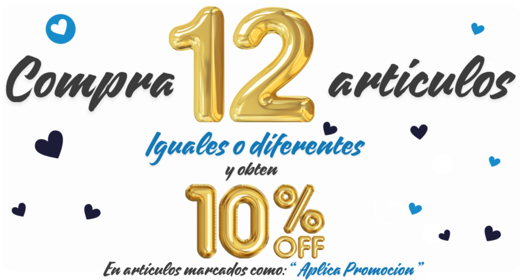 Compra 12 artículos y obtén un 10% de descuento en promocionales, papel, tinta, viniles y más.